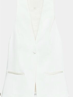 Zara White Sleeveless Tailored Blazer Vest